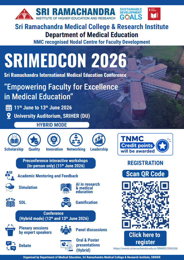 SRIMEDCON 2026 – Conference on “Empowering Faculty for Excellence in Medical Education”