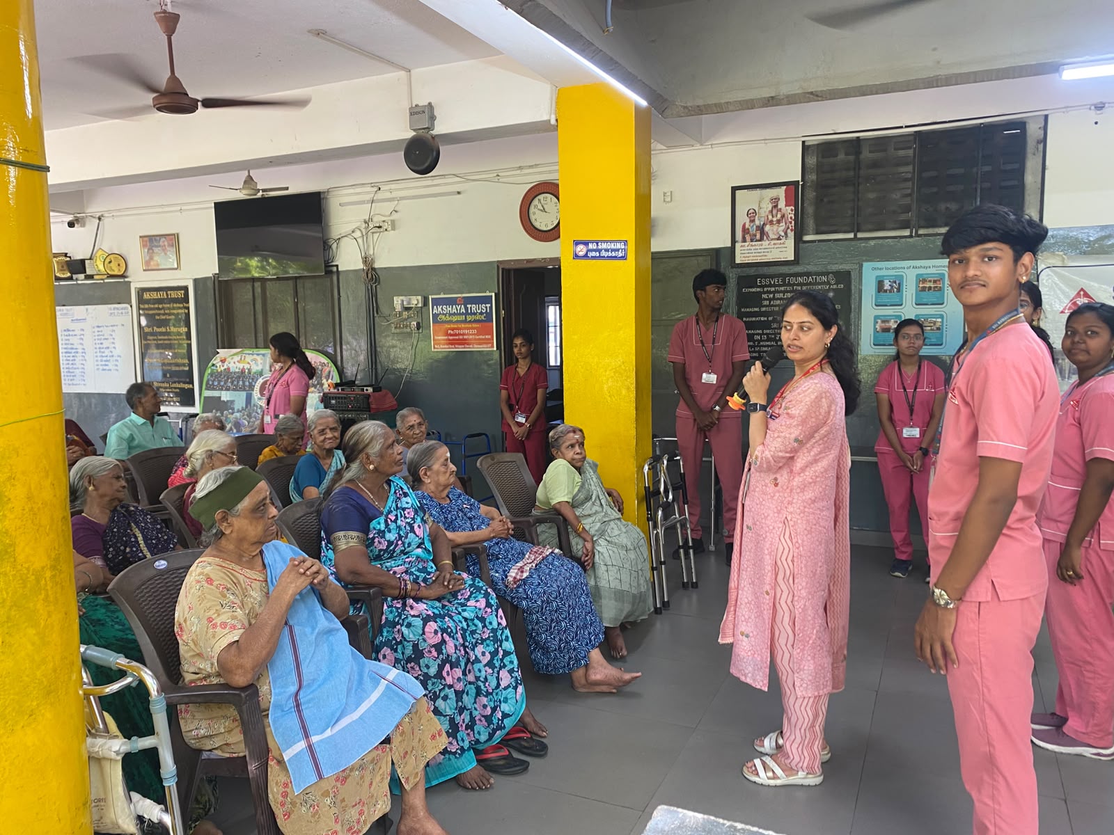  NSS SRIHER & Yoga Club organised a Yoga Training Programme at Akshaya Old Age Home, Vanagaram 